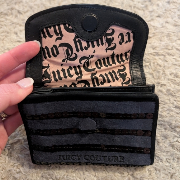 Nwt juicy couture y2k striped navy velour and sequin wallet with heart 2002‎ - Picture 3 of 5